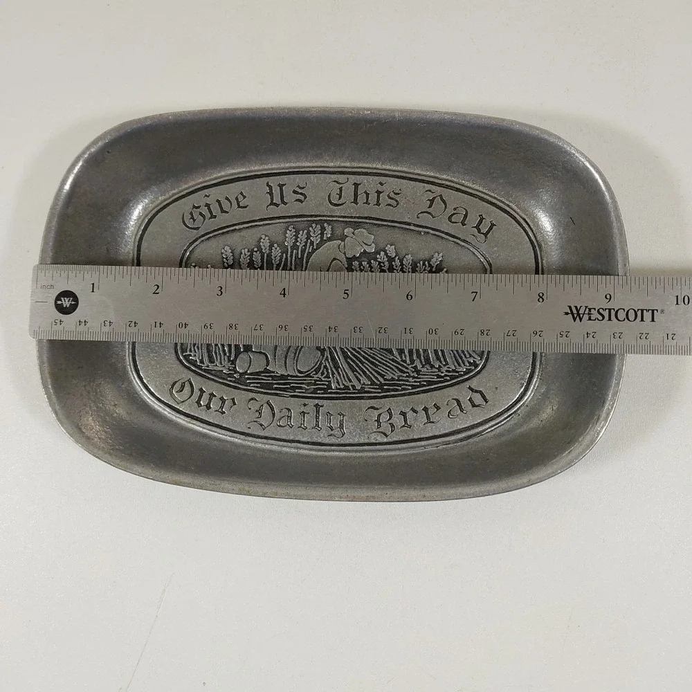 Vintage Wilton Pewter Give Us This Day‎ Our Daily Bread Tray The Lord Prayer USA